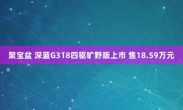 聚宝盆 深蓝G318四驱旷野版上市 售18.59万元