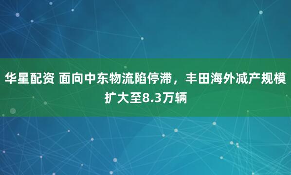 华星配资 面向中东物流陷停滞，丰田海外减产规模扩大至8.3万辆